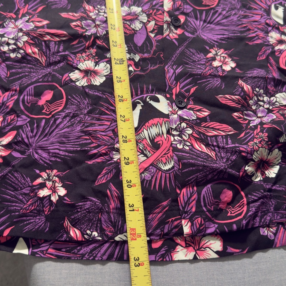Marvel Venom Button Down Shirt Mens 3XL Black Purple Tropical Floral Excellent - Picture 9 of 11